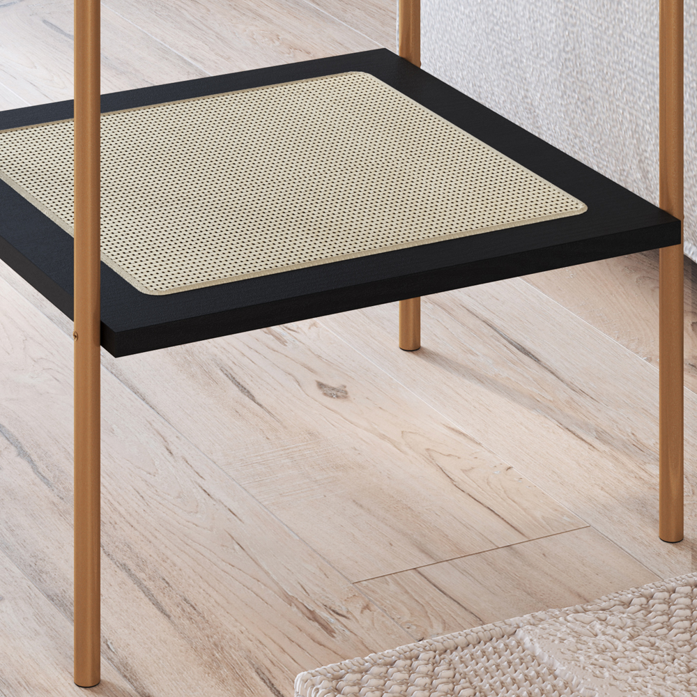 Mesa Lateral 58 CM Pes Metal Palhinha Oslo 28962 Nero Artesano