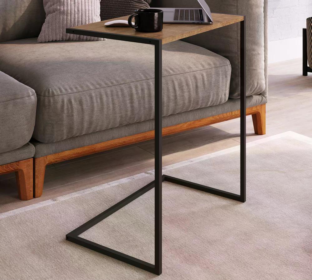 Mesa Lateral Aço 27886 Linha Tube Vermont Preto Artesano