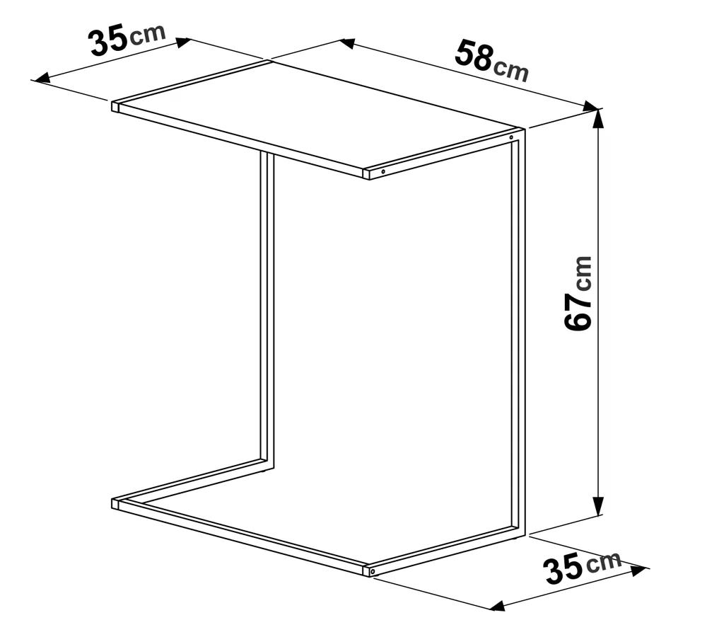Mesa Lateral Aço 27886 Linha Tube Vermont Preto Artesano