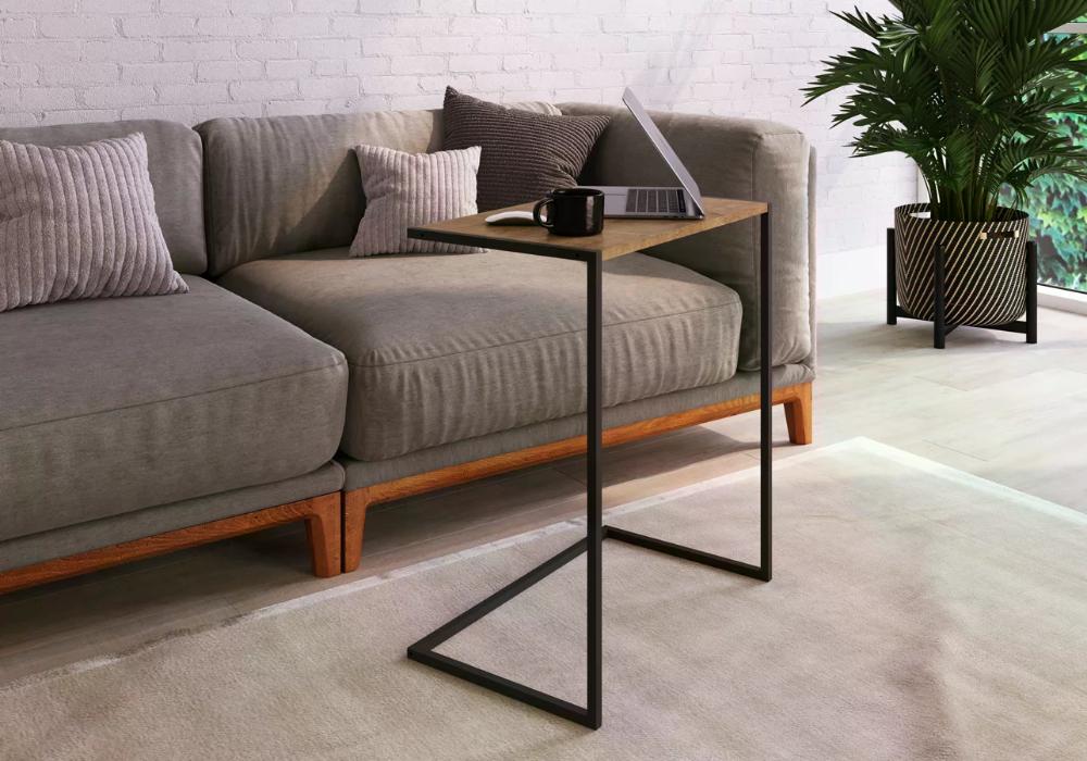 Mesa Lateral Aço 27886 Linha Tube Vermont Preto Artesano