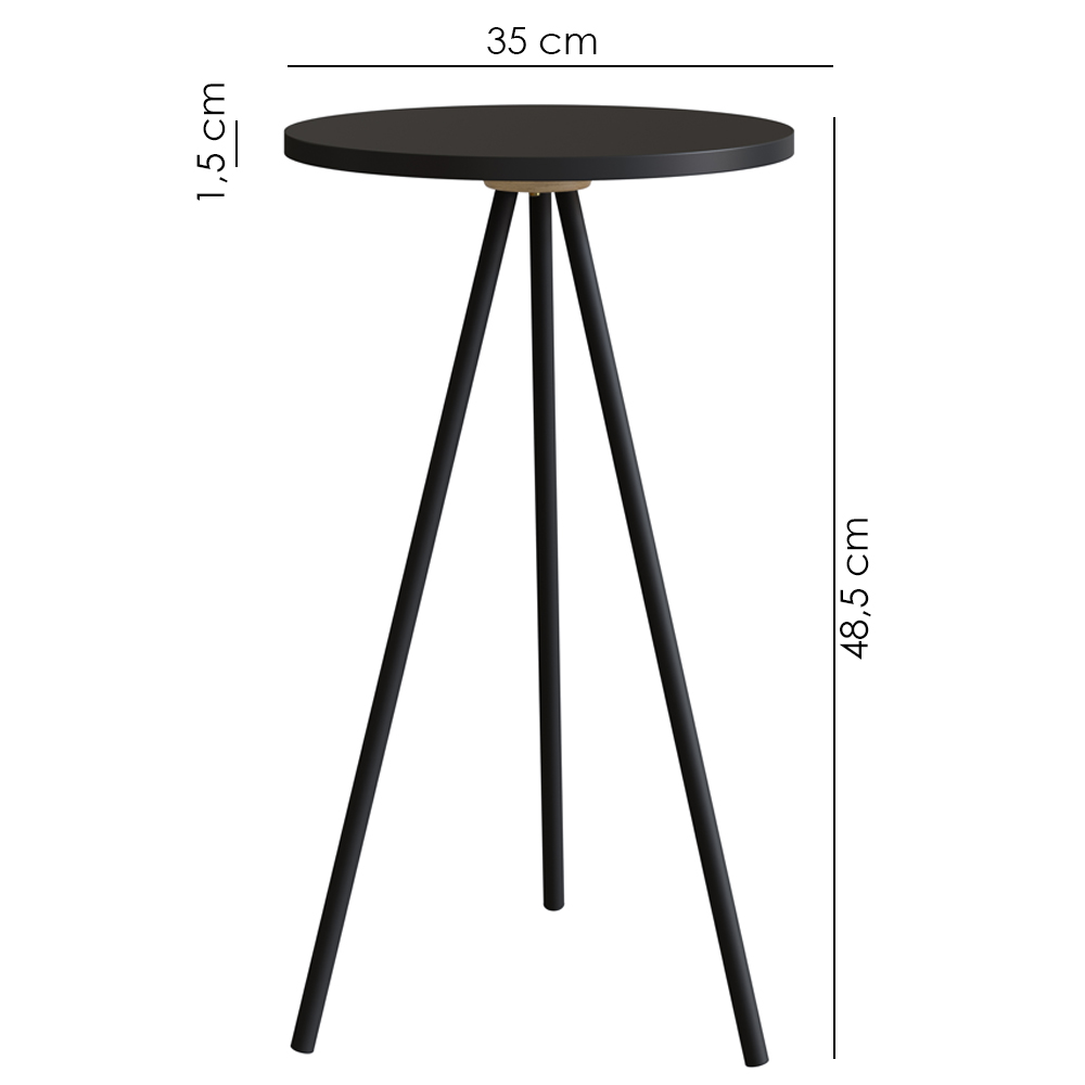 Mesa Lateral Para Sala De Estar 49X35 cm 27944 Preto Artesano