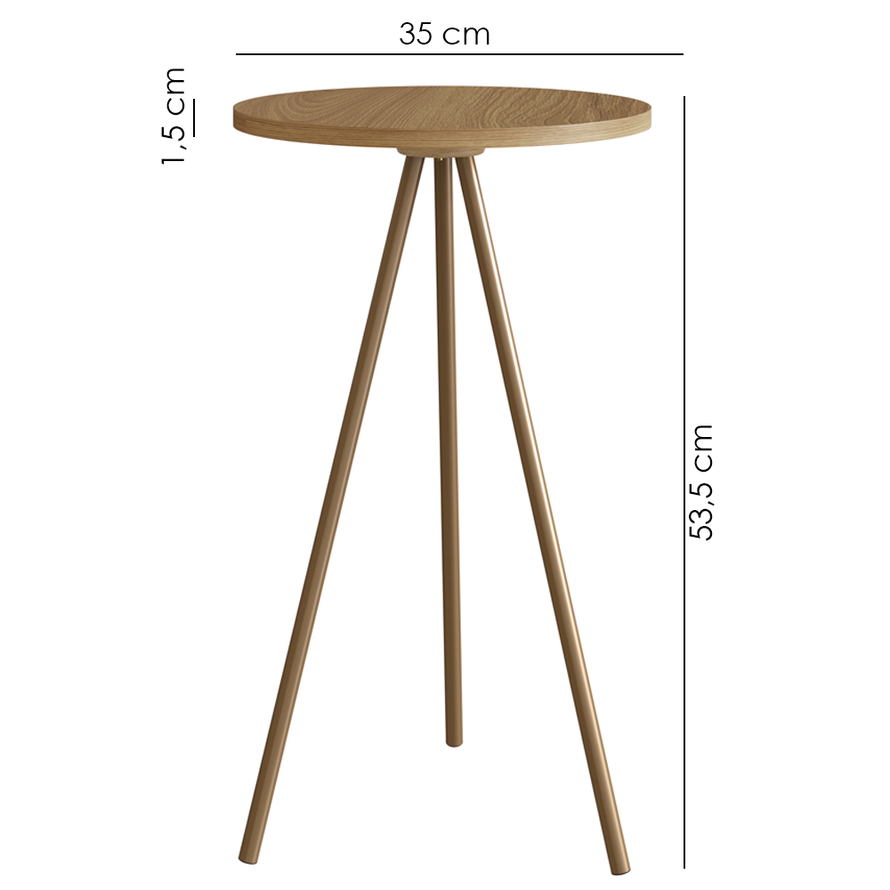 Mesa Lateral Para Sala De Estar 54X35 cm 27943 Hanover Dourado Artesano