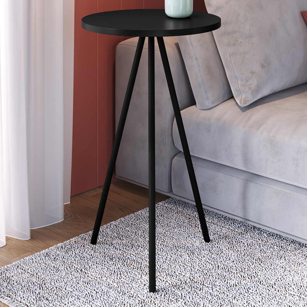 Mesa Lateral Para Sala De Estar 54X35 cm 27943 Preto Artesano
