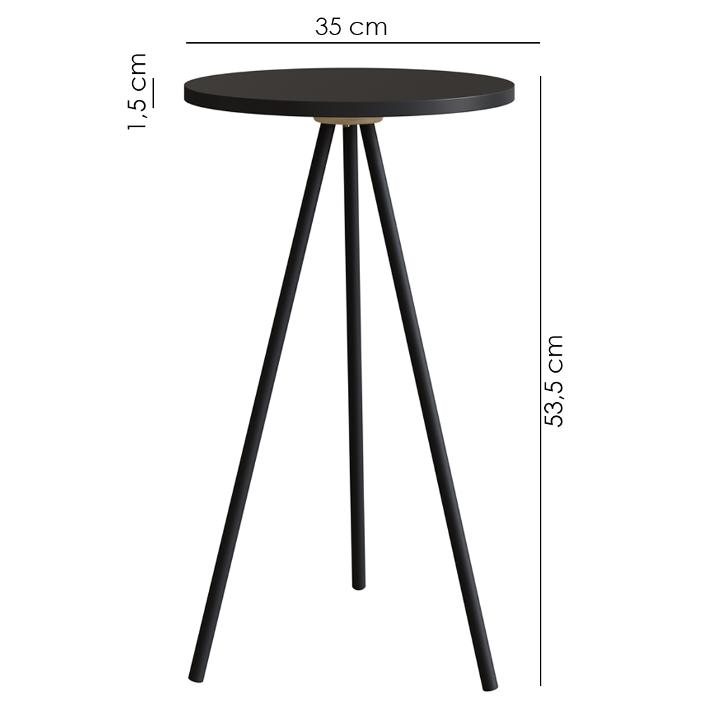 Mesa Lateral Para Sala De Estar 54X35 cm 27943 Preto Artesano