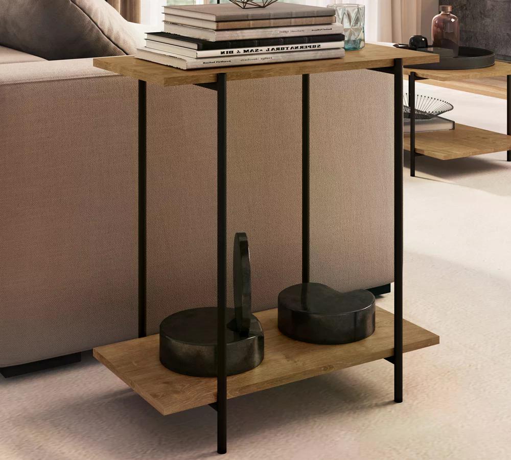 Mesa Lateral Para Sofa 27869 Linha Tube Vermont Preto Fosco Artesano
