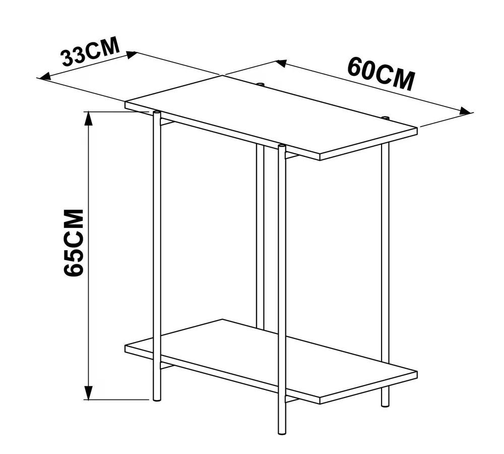 Mesa Lateral Para Sofa 27869 Linha Tube Vermont Preto Fosco Artesano