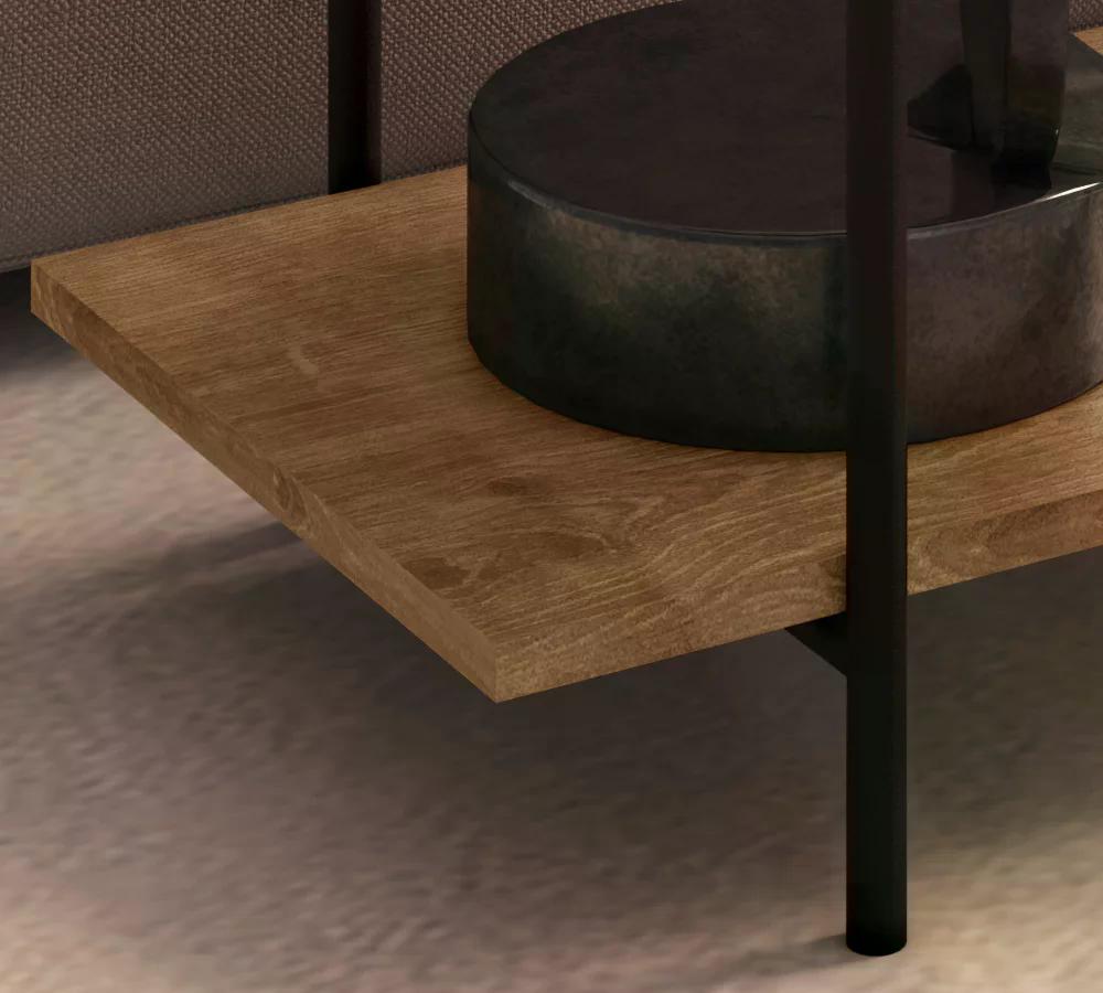 Mesa Lateral Para Sofa 27869 Linha Tube Vermont Preto Fosco Artesano