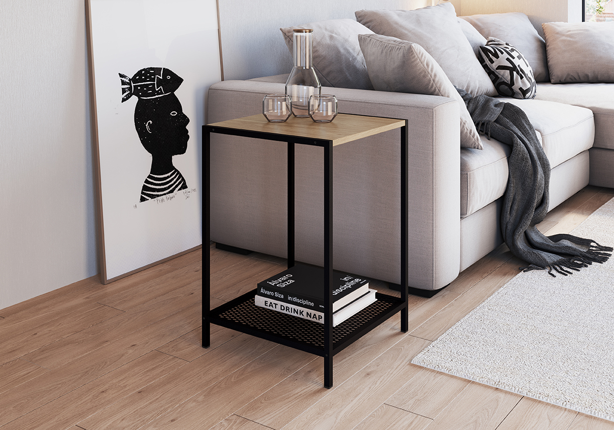 Mesa Lateral Quadrada 40x40cm Est Aço York Hanover Artesano