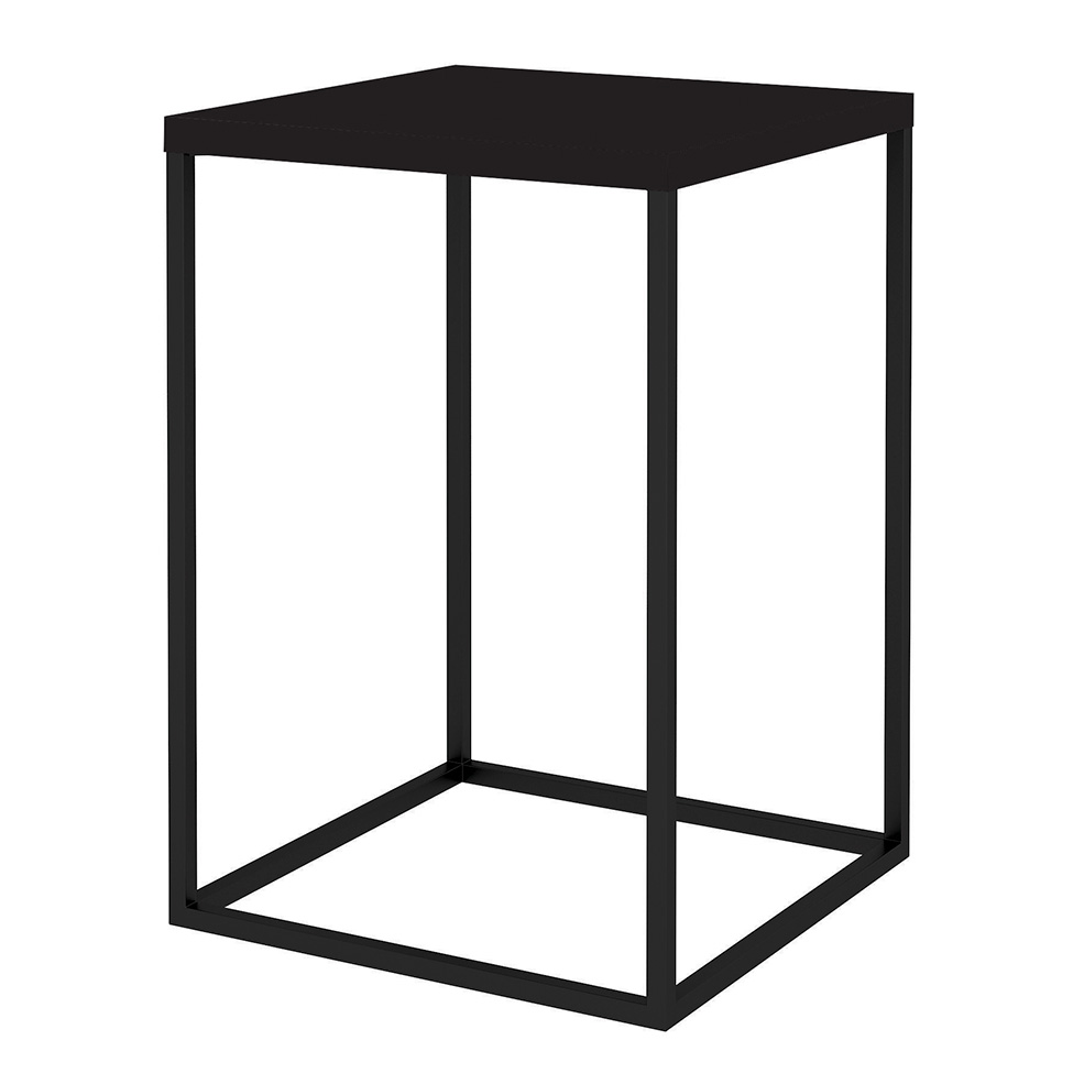 Mesa Lateral Quadrada Cube Preta 58 cm