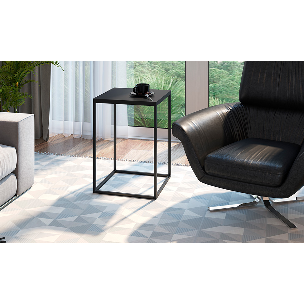 Mesa Lateral Quadrada Cube Preta 58 cm