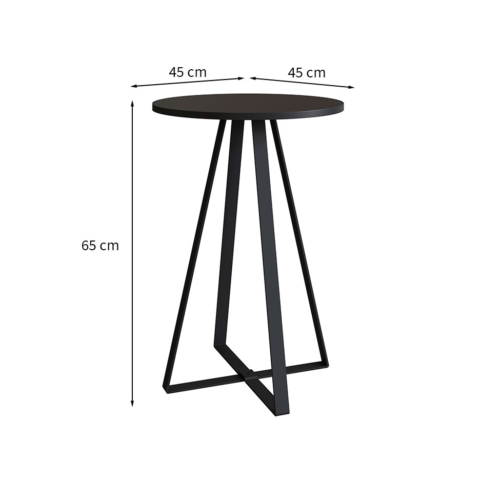 Mesa Lateral Redonda Complementos Preta 45 cm