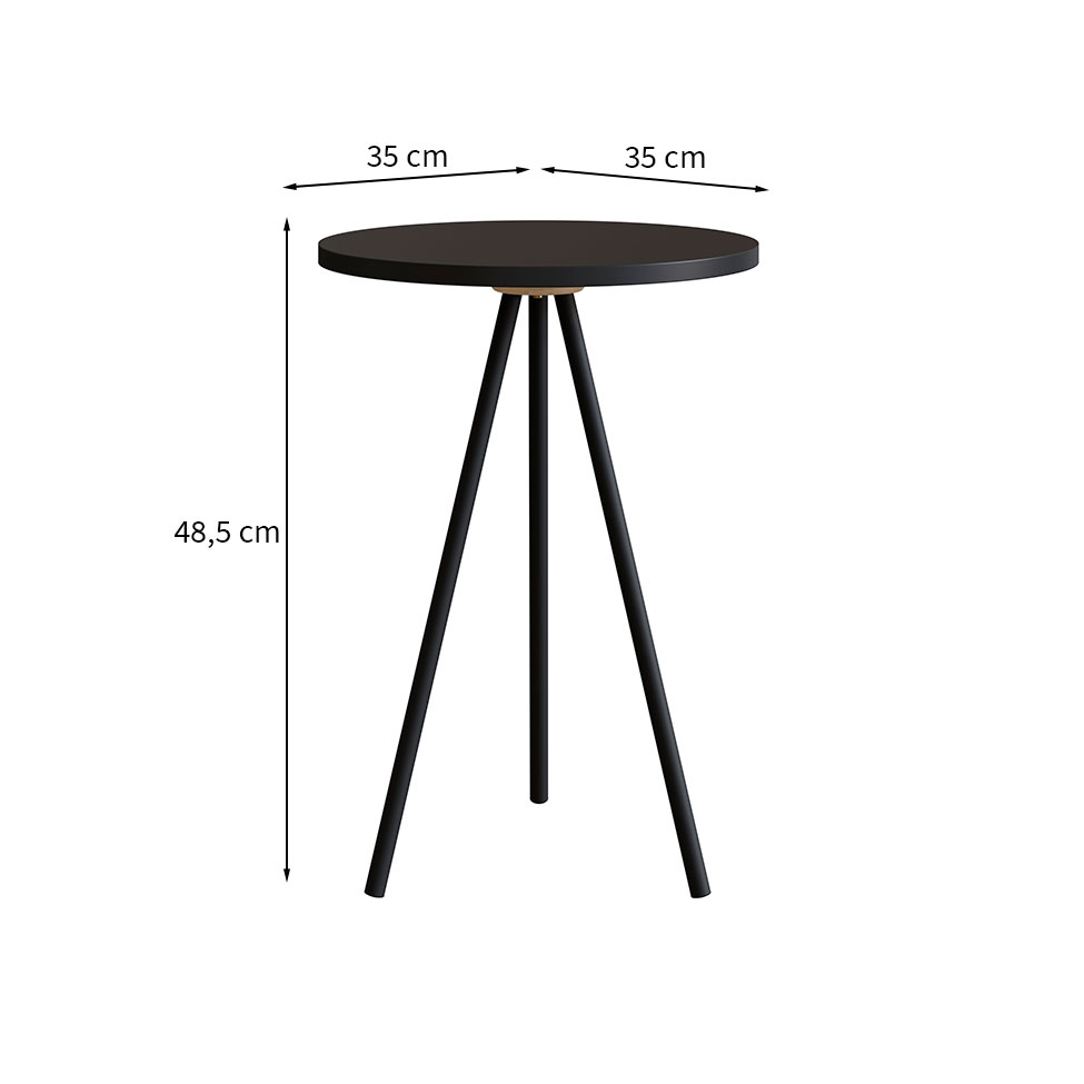 Mesa Lateral Redonda Complementos Preta 49 cm