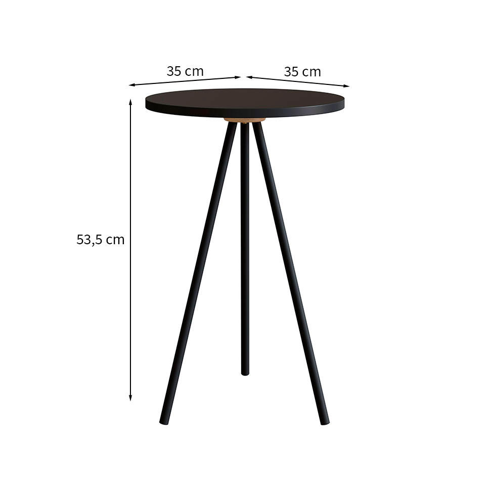 Mesa Lateral Redonda Complementos Preta 54 cm