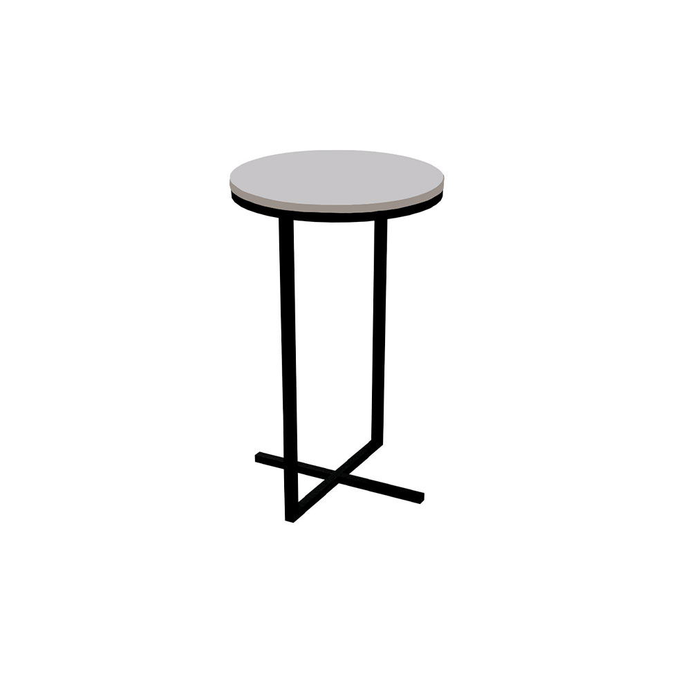 Mesa Lateral Redonda Volpi Branca e Preta 56 cm