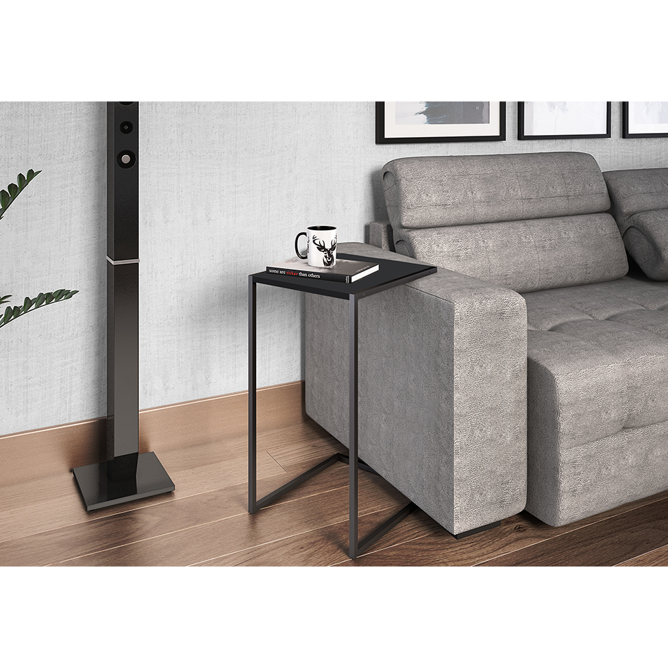 Mesa Lateral Retangular Steel Preta