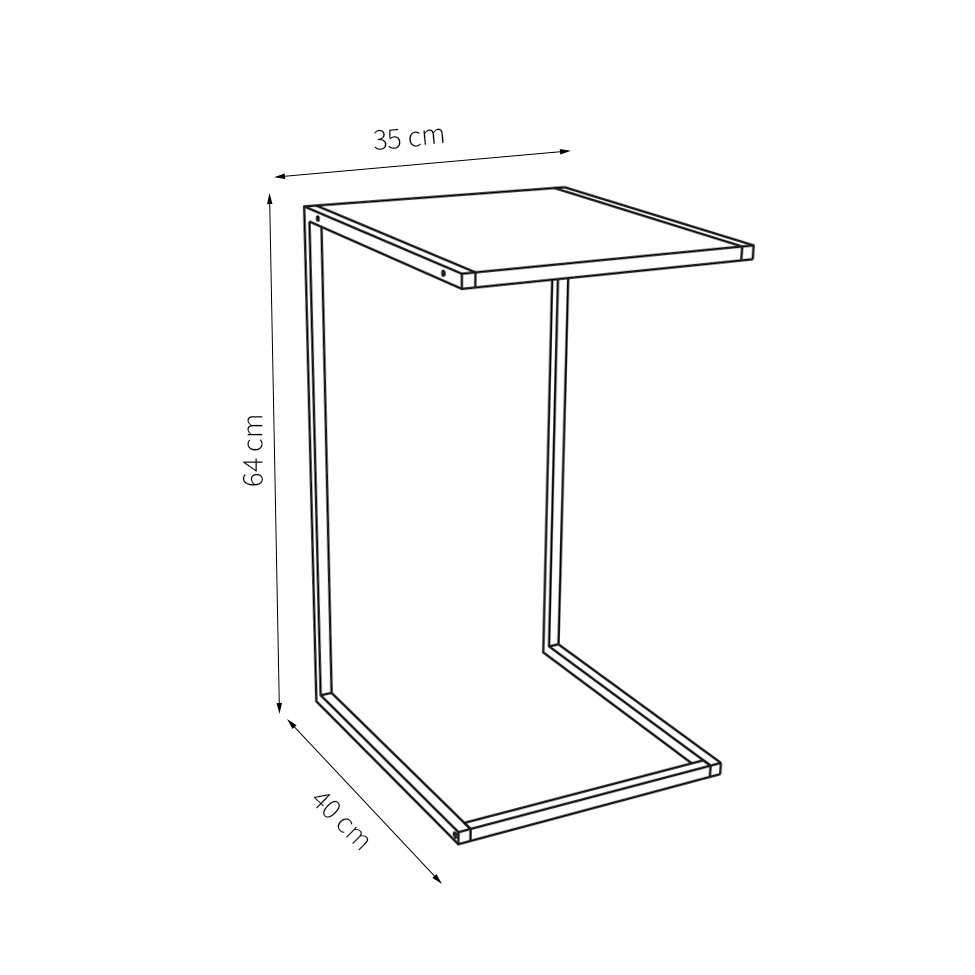 Mesa Lateral Retangular Steel Preta