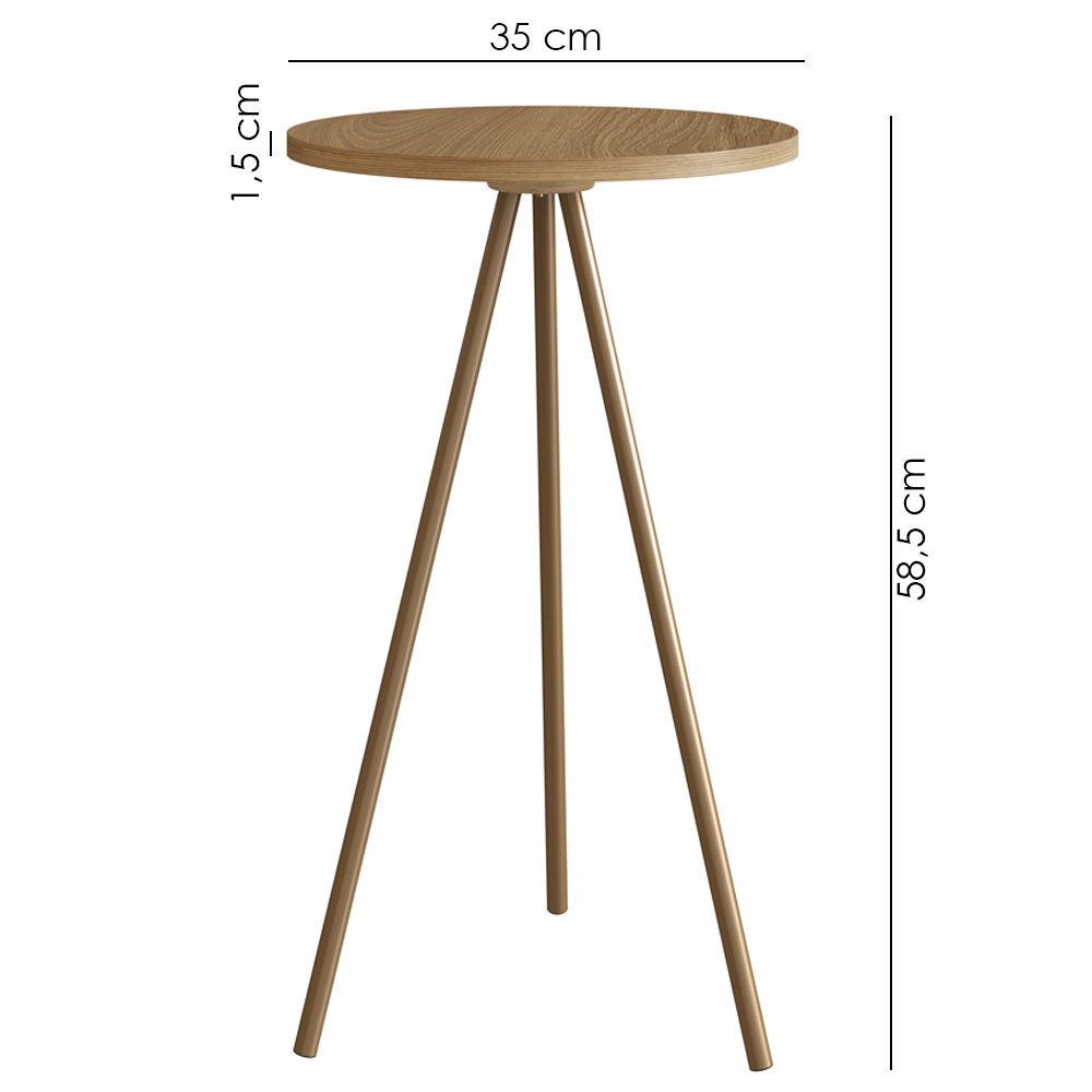 Mesa Lateral Sala De Estar 35 cm 27942 Hanover Dourado Artesano