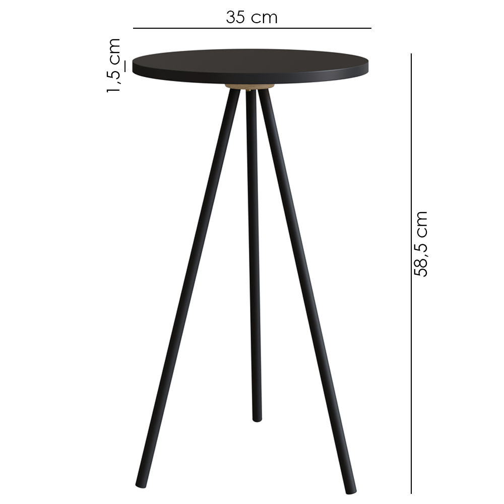 Mesa Lateral Sala De Estar 35 cm 27942 Preto Artesano