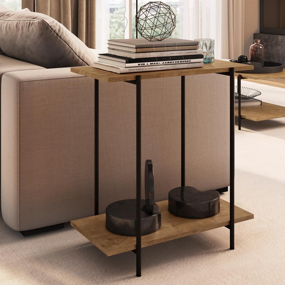 Mesa Lateral Tube Vermont Base Preta - Artesano