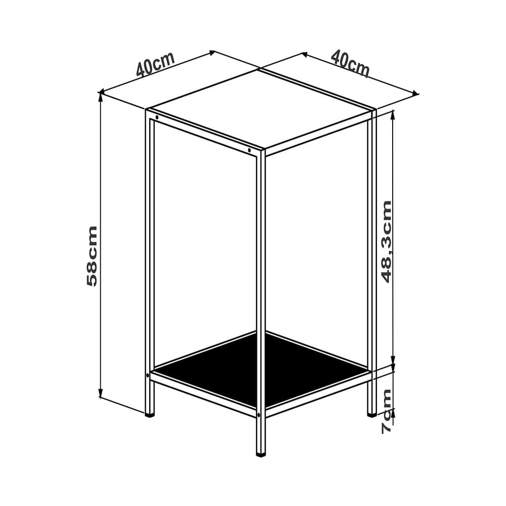 Mesa Lateral York 58cm Estrutura Preto Fosco - Hanover