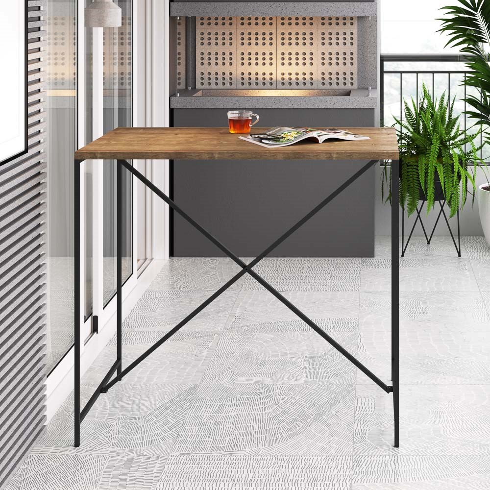 Mesa Para Computador Escrivaninha Estilo Industrial Steel Quadra Vermont Base Preta - Artesano