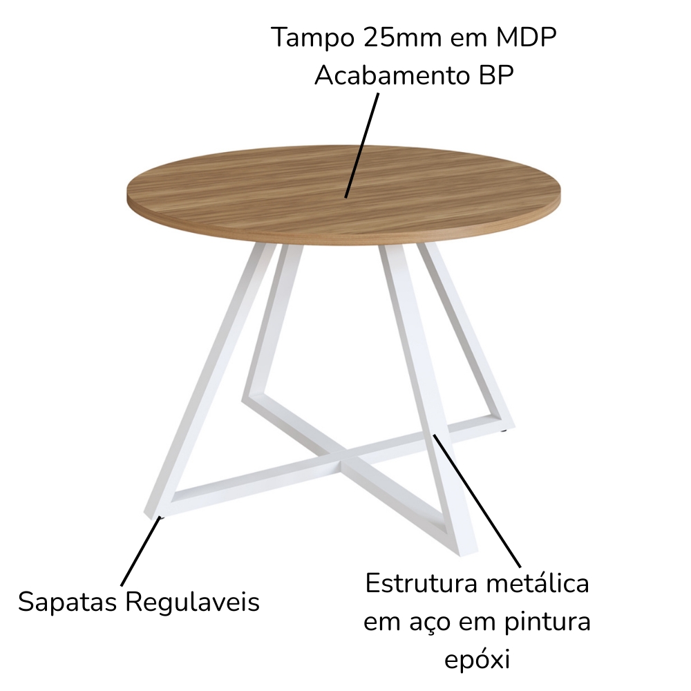Mesa Para Escritorio 110 cm 25916 Nogal Sevilha Branco Artesano