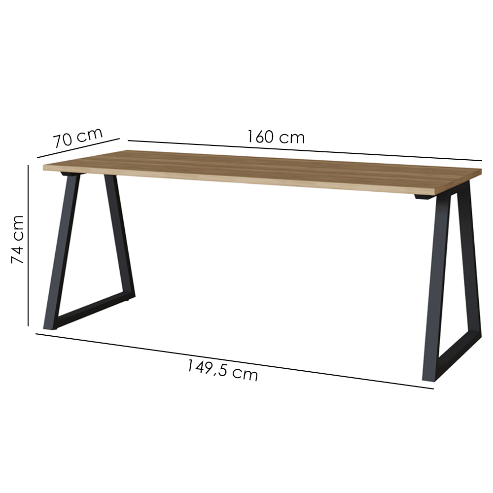 Mesa Para Escritorio Office 160 cm 25861 Nogal Sevilha Preto Artesano