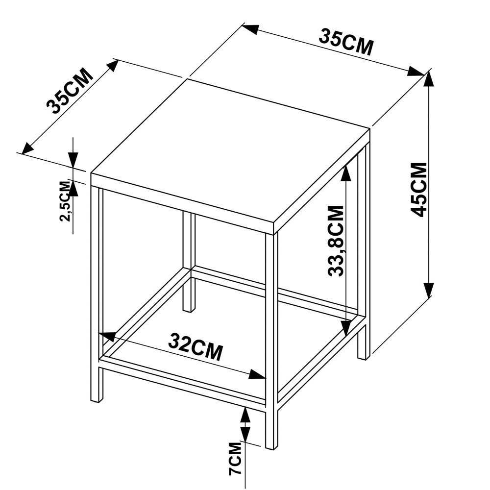 Mesa Para Sala de Jantar e 2 Banquetas Baixas Steel Quadra Vermont Base Preta - Artesano