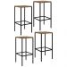 Mesa Para Sala de Jantar e 4 Banquetas Altas Steel Quadra Vermont Base Preta - Artesano