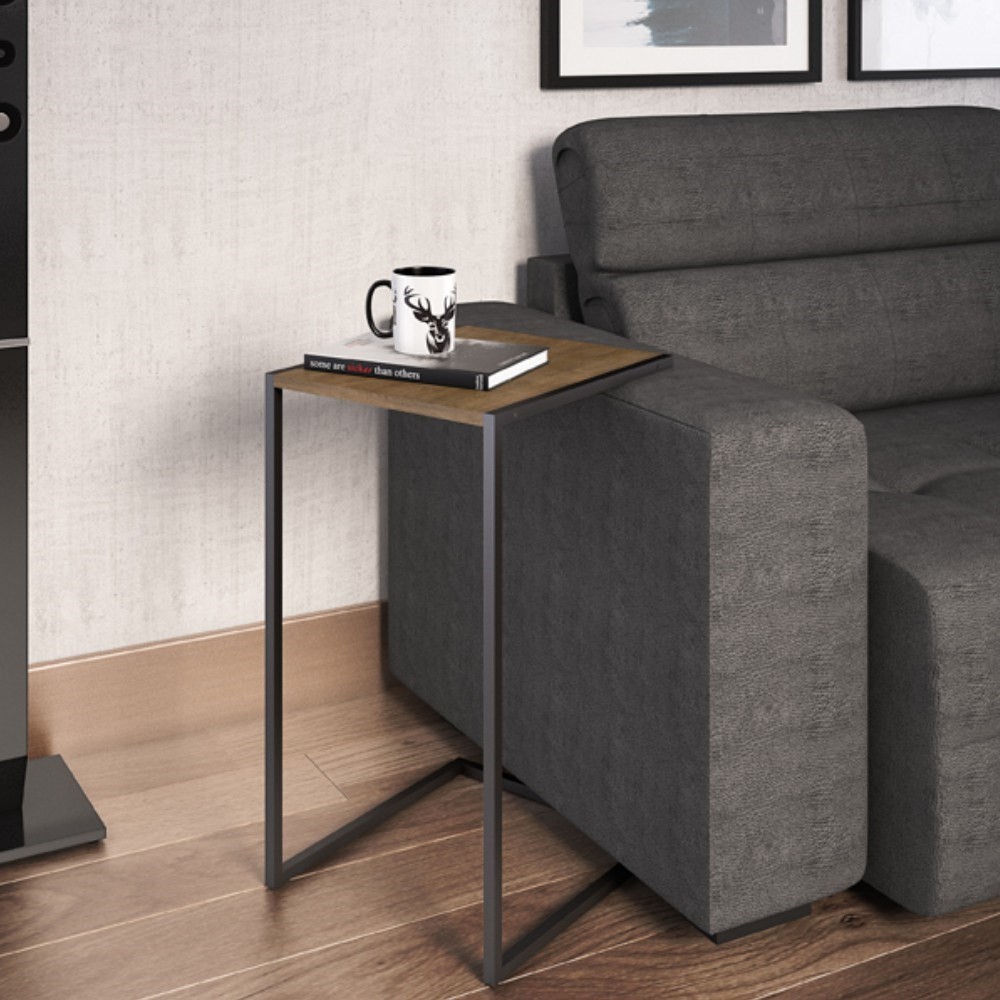 Mesa de Apoio Lateral Steel Quadra 27820 Vermont/Preto - Artesano