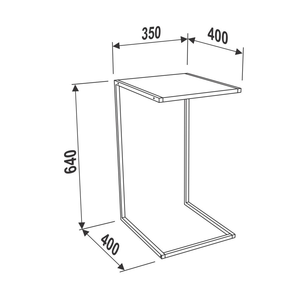 Mesa de Apoio Lateral Steel Quadra 27820 Vermont/Preto - Artesano