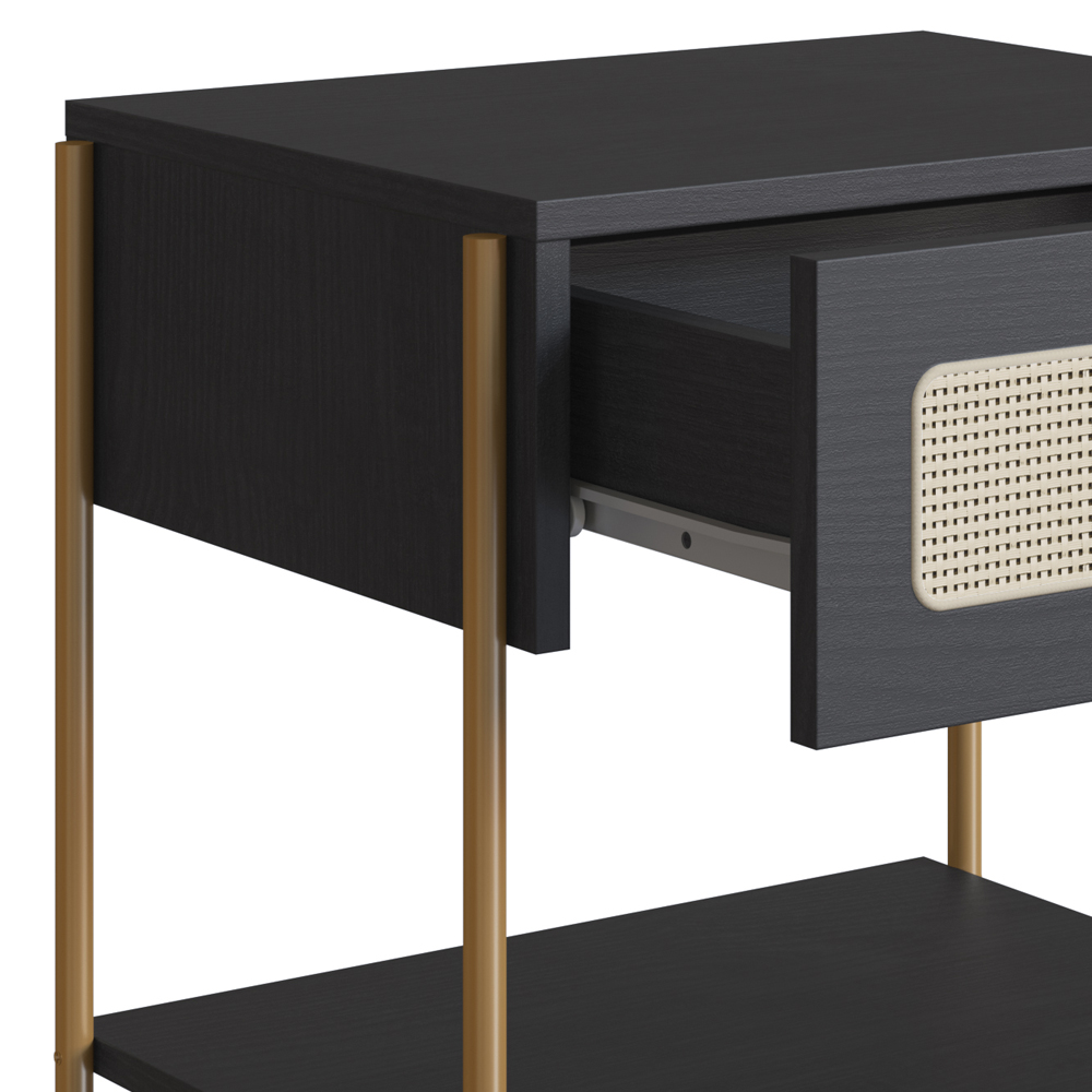 Mesa de Cabeceira 1 Gaveta Palhinha 28932 Linha Oslo Nero Artesano
