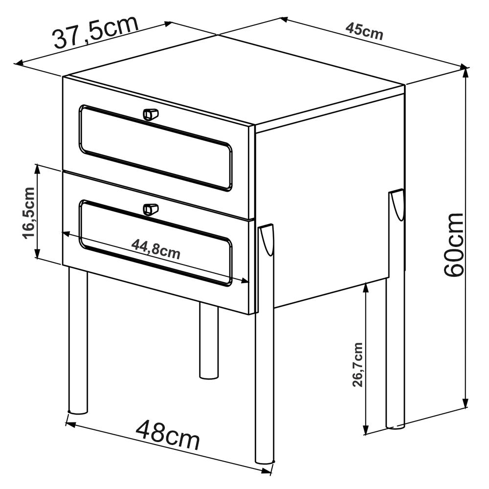 Mesa de Cabeceira 2 Gavetas Palhinha 27933 Linha Oslo Hanover Artesano