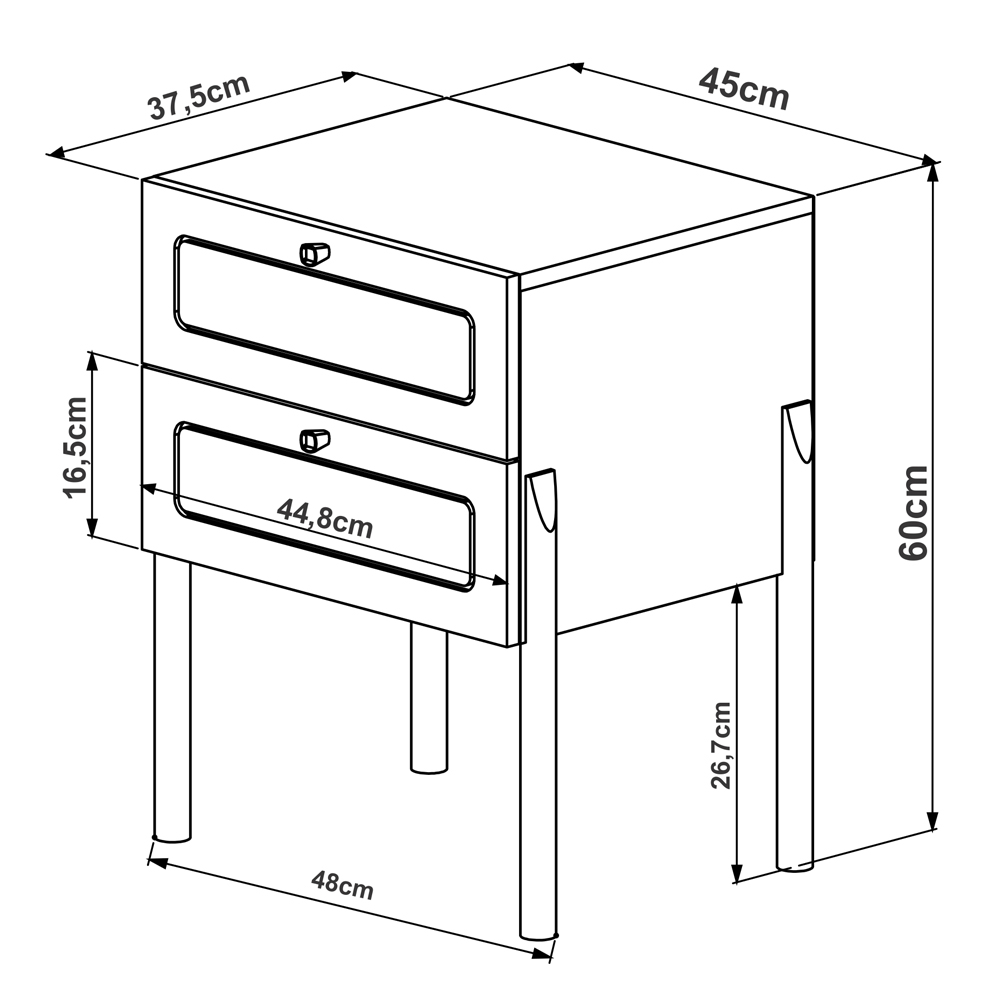 Mesa de Cabeceira 2 Gavetas Palhinha 27933 Linha Oslo Nero Artesano