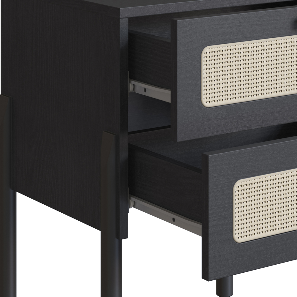 Mesa de Cabeceira 2 Gavetas Palhinha 27933 Linha Oslo Nero Artesano