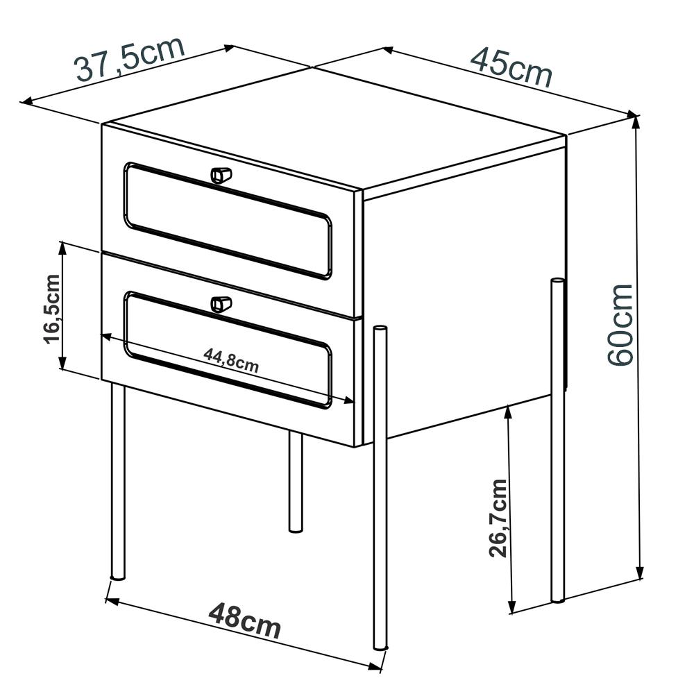 Mesa de Cabeceira 2 Gavetas Palhinha 28933 Linha Oslo Hanover Artesano