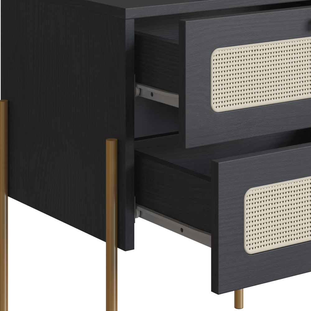 Mesa de Cabeceira 2 Gavetas Palhinha 28933 Linha Oslo Nero Artesano