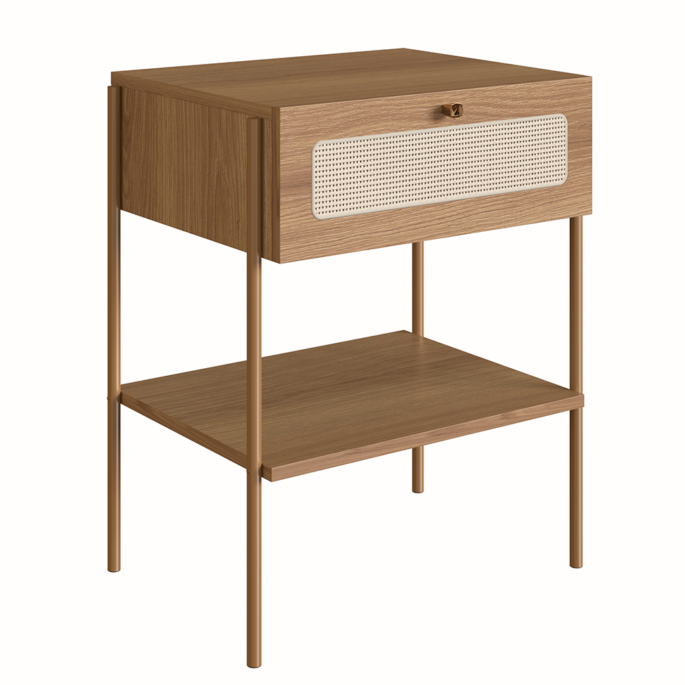 Mesa de Cabeceira Oslo 1 Gaveta Hanover e Dourada