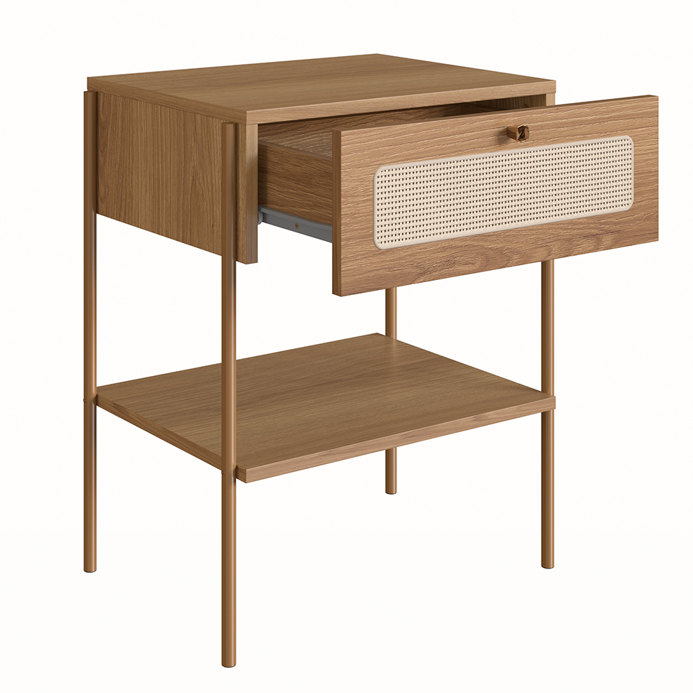 Mesa de Cabeceira Oslo 1 Gaveta Hanover e Dourada