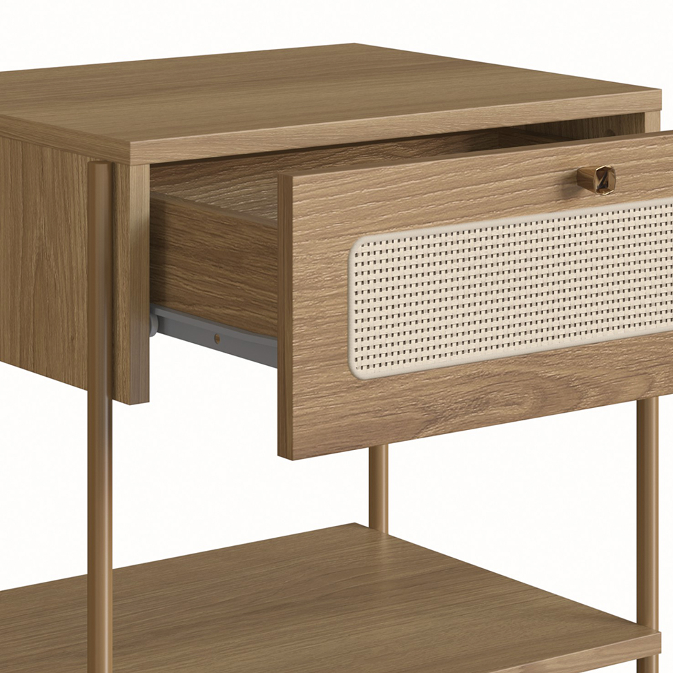 Mesa de Cabeceira Oslo 1 Gaveta Hanover e Dourada