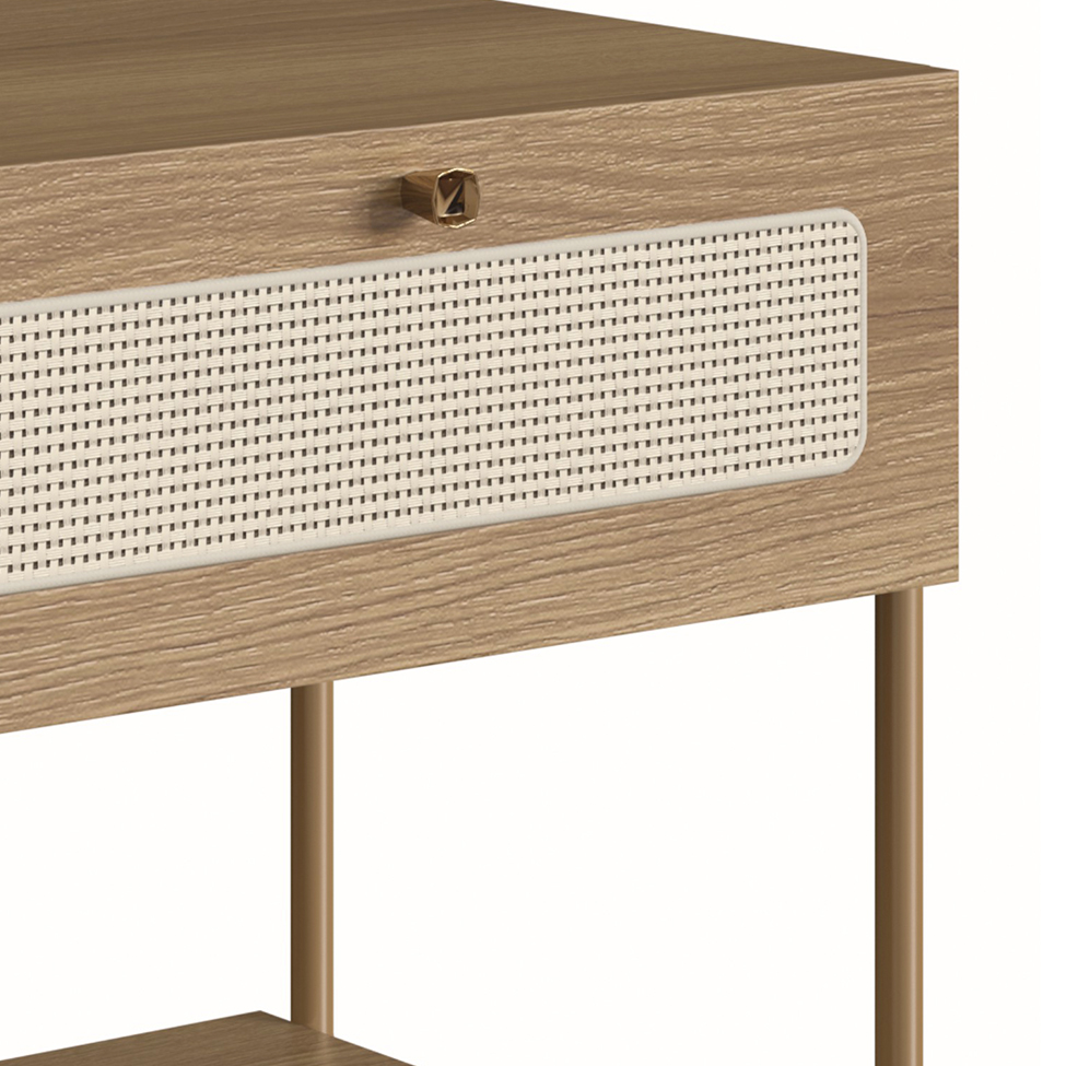 Mesa de Cabeceira Oslo 1 Gaveta Hanover e Dourada