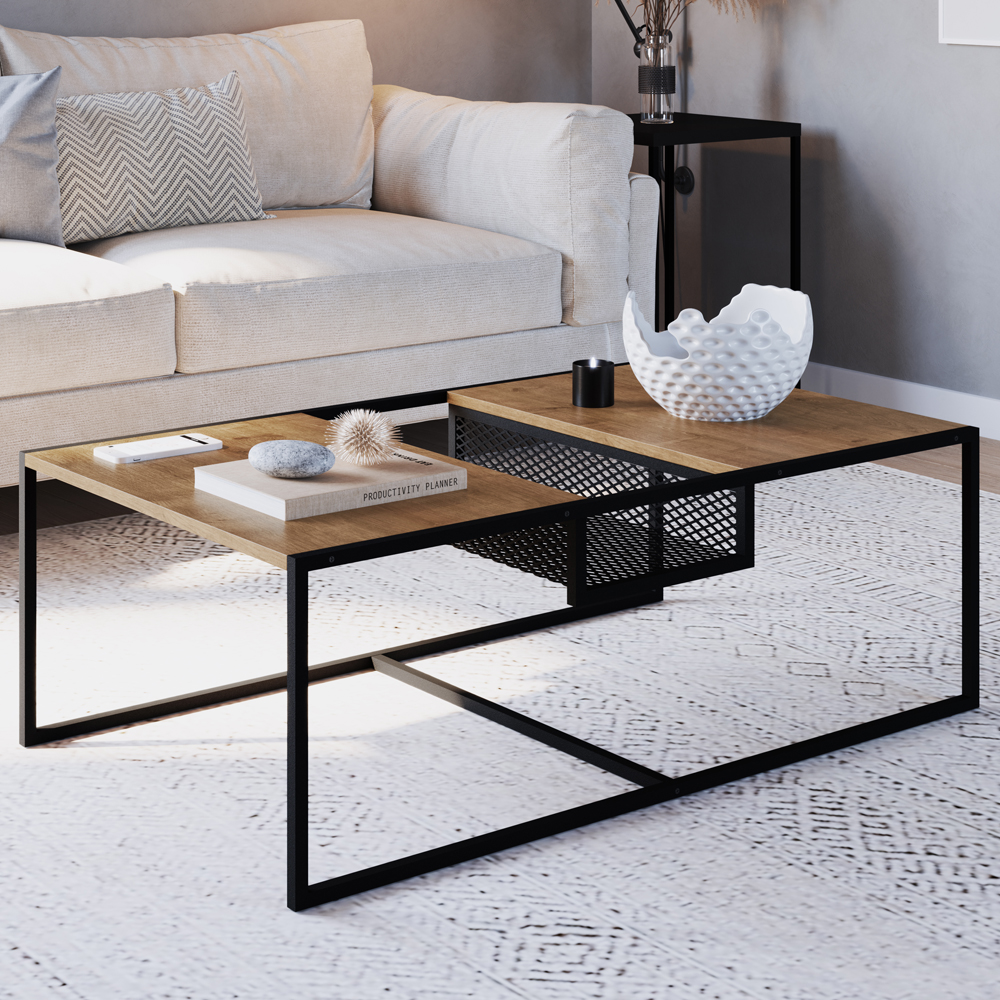Mesa de Centro 100cm Est Aço York Vermont Artesano