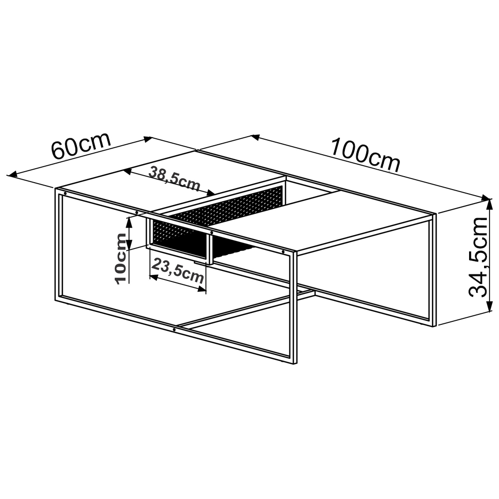 Mesa de Centro 100cm Est Aço York Vermont Artesano