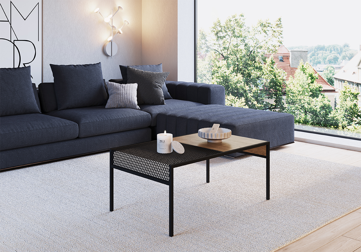Mesa de Centro 80cm Est Aço York Vermont Artesano
