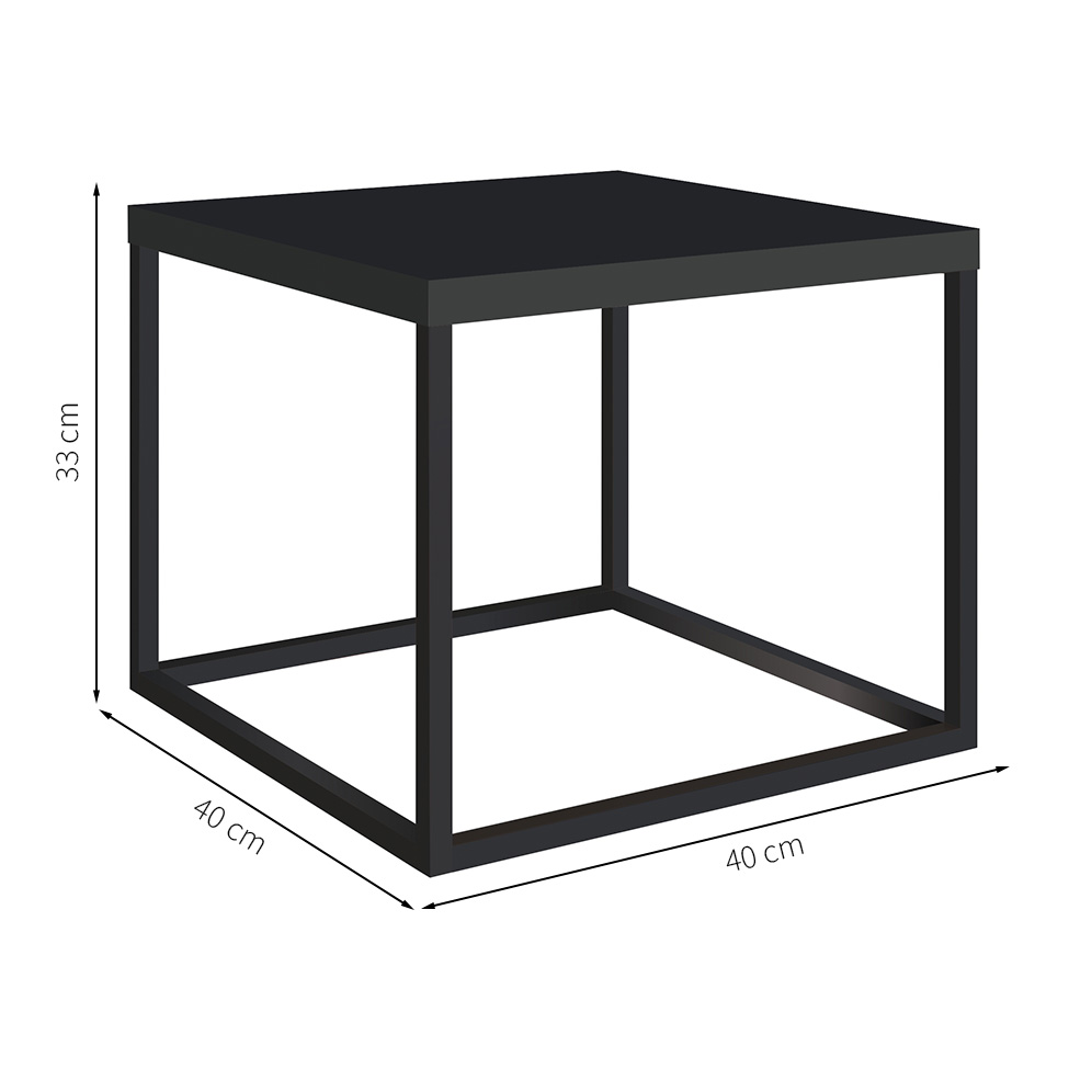 Mesa de Centro Quadrada Cube Preta 33 cm