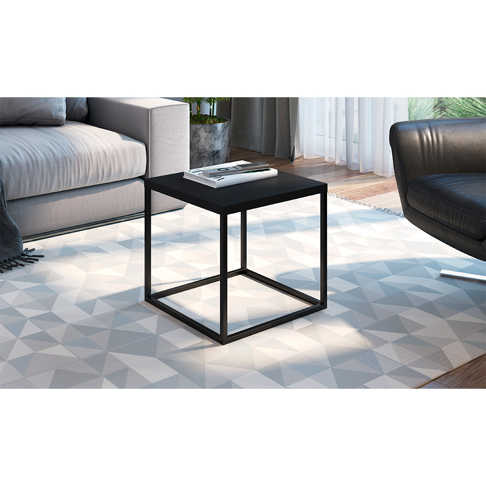 Mesa de Centro Quadrada Cube Preta 38 cm