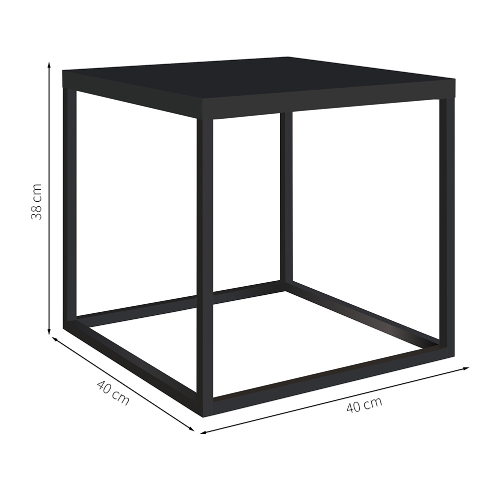 Mesa de Centro Quadrada Cube Preta 38 cm