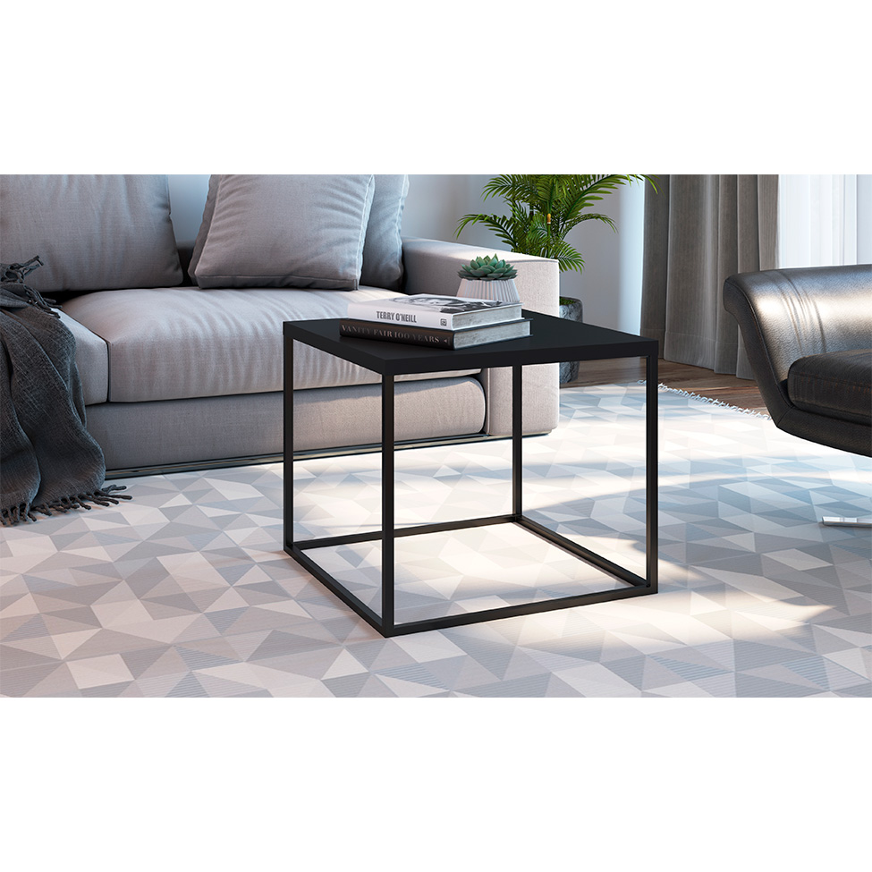 Mesa de Centro Quadrada Cube Preta 43 cm