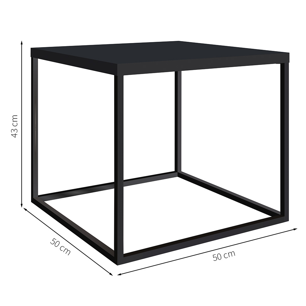 Mesa de Centro Quadrada Cube Preta 43 cm