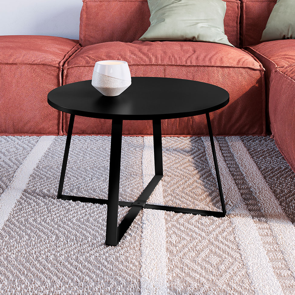 Mesa de Centro Redonda Complementos Preta 60 cm